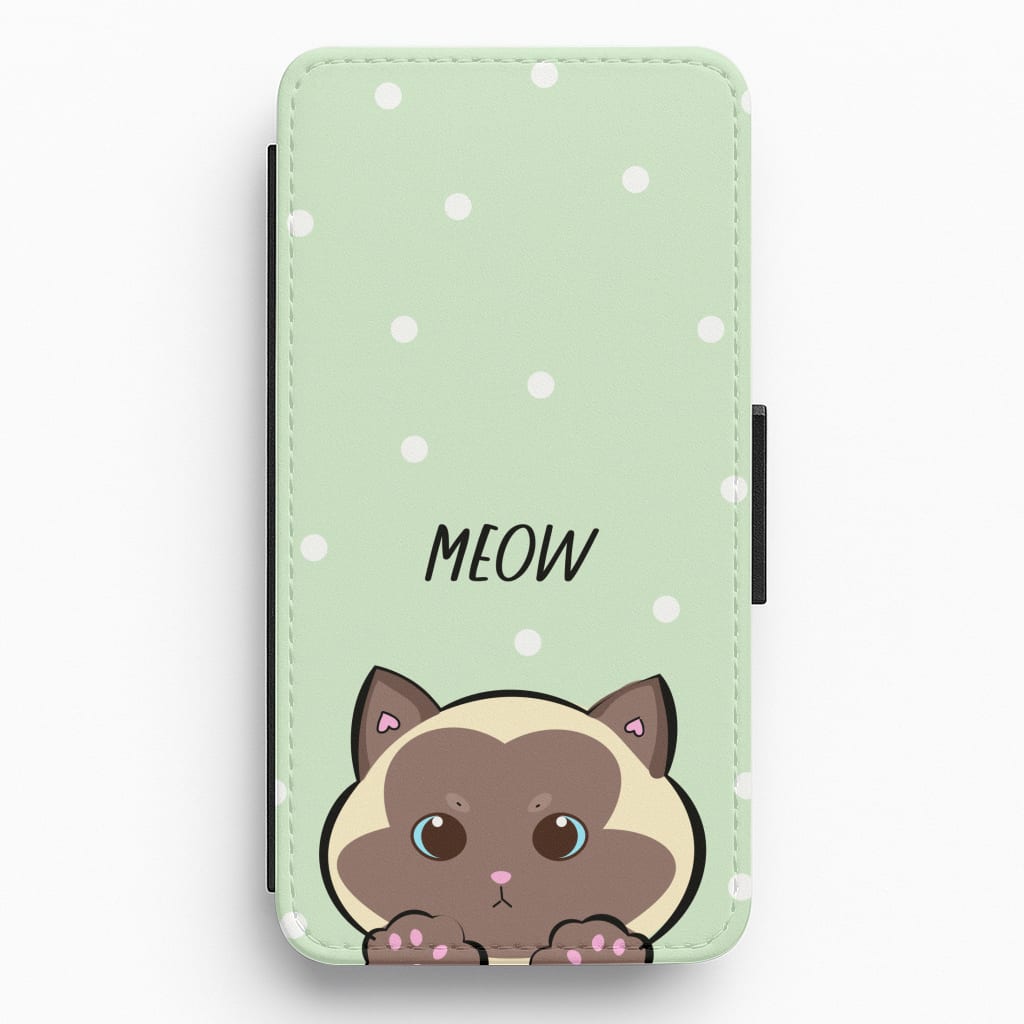 Meow Green - Cats Flip / Wallet Phone Case