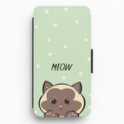 Meow Green - Cats Flip / Wallet Phone Case 1