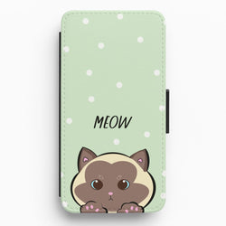 Meow Green - Cats Flip / Wallet Phone Case