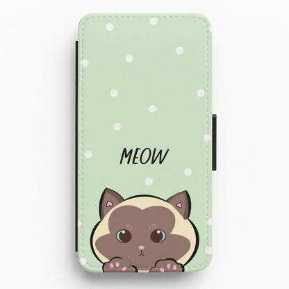 Meow Green - Cats Flip / Wallet Phone Case