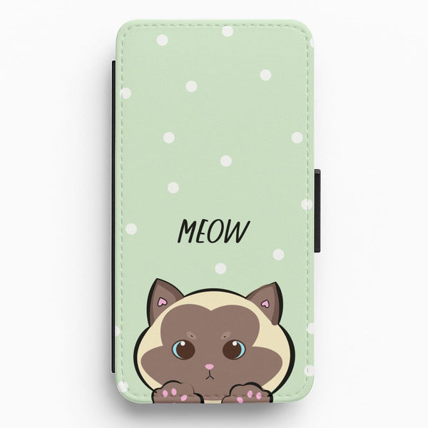 Meow Green - Cats Flip / Wallet Phone Case