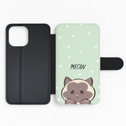 Meow Green - Cats Flip / Wallet Phone Case 2