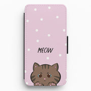 Meow Purple - Cats Flip / Wallet Phone Case 1