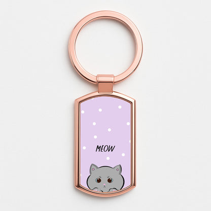 Grey Kitty - Cats Rose Gold Keyring