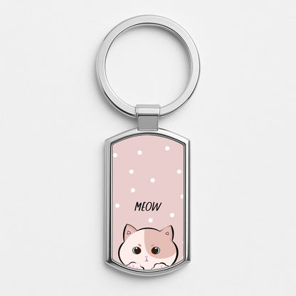 Pale Cat - Cats Silver Keyring
