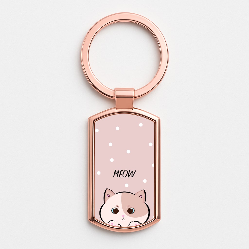 Pale Cat - Cats Rose Gold Keyring