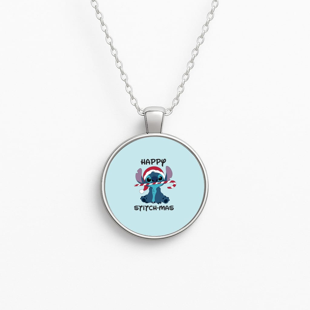 Happy Blue Alienmas - Christmas Circle Necklace