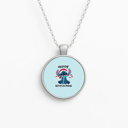 Happy Blue Alienmas - Christmas Circle Necklace