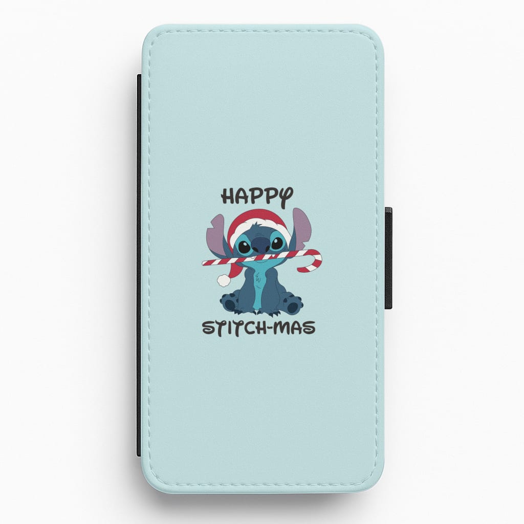 Happy Blue Alienmas - Christmas Flip / Wallet Phone Case