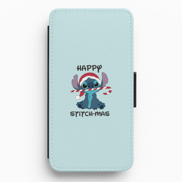 Happy Blue Alienmas - Christmas Flip / Wallet Phone Case
