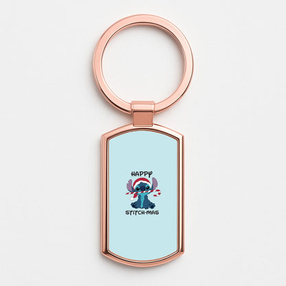 Happy Blue Alienmas - Christmas Rose Gold Keyring