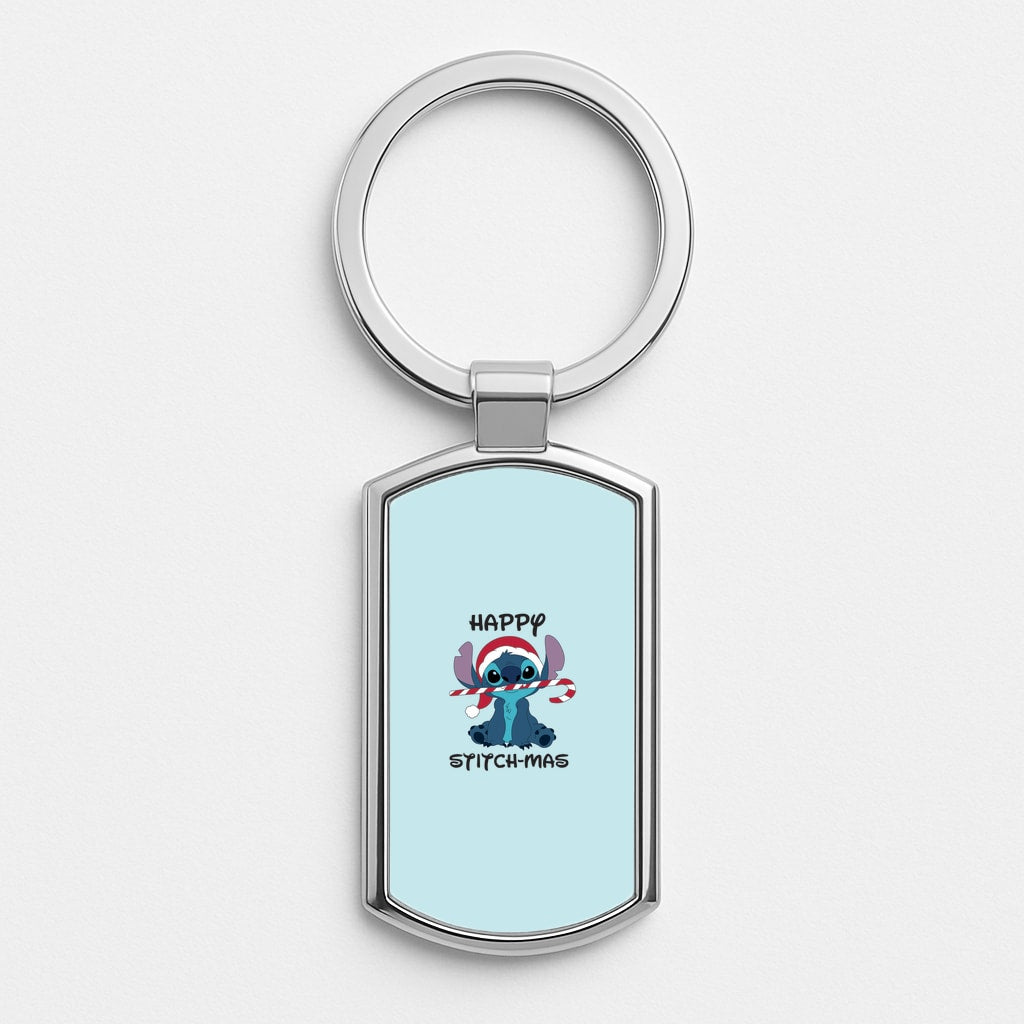 Happy Blue Alienmas - Christmas Silver Keyring