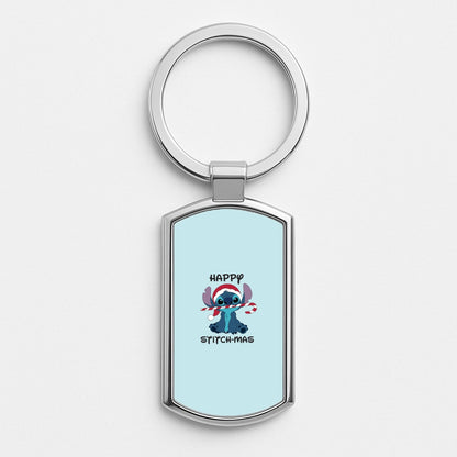 Happy Blue Alienmas - Christmas Silver Keyring