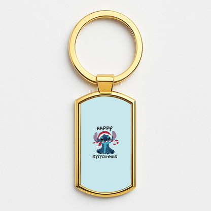Happy Blue Alienmas - Christmas Gold Keyring