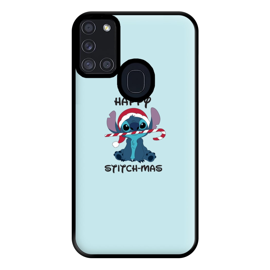 Happy Blue Alienmas - Christmas Phone Case for Galaxy A21s