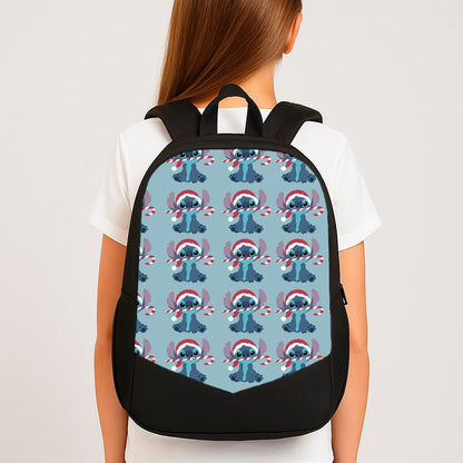 Christmas Blue Alien Pattern Backpack