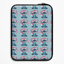 Christmas Blue Alien Pattern Laptop Sleeve