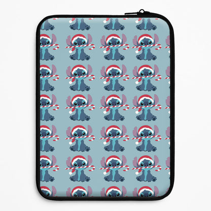 Christmas Blue Alien Pattern Laptop Sleeve
