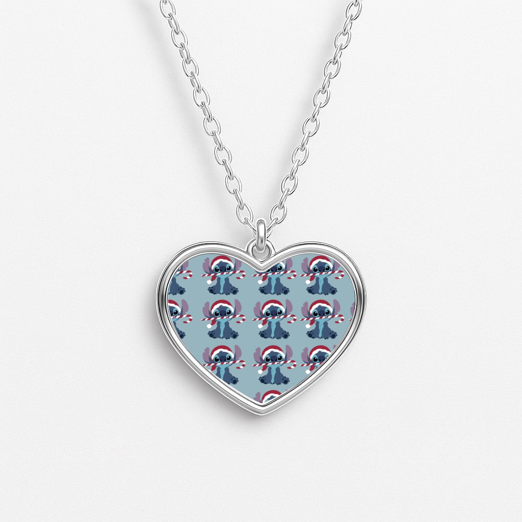 Christmas Blue Alien Pattern Necklace