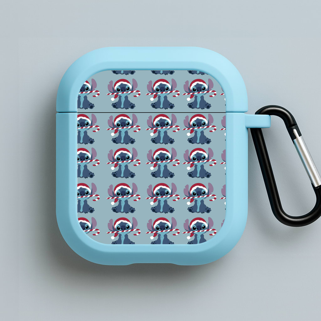 Christmas Blue Alien Pattern Blue AirPods Case