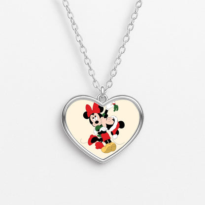 Mistletoe Fairytale Mice - Christmas Heart Necklace