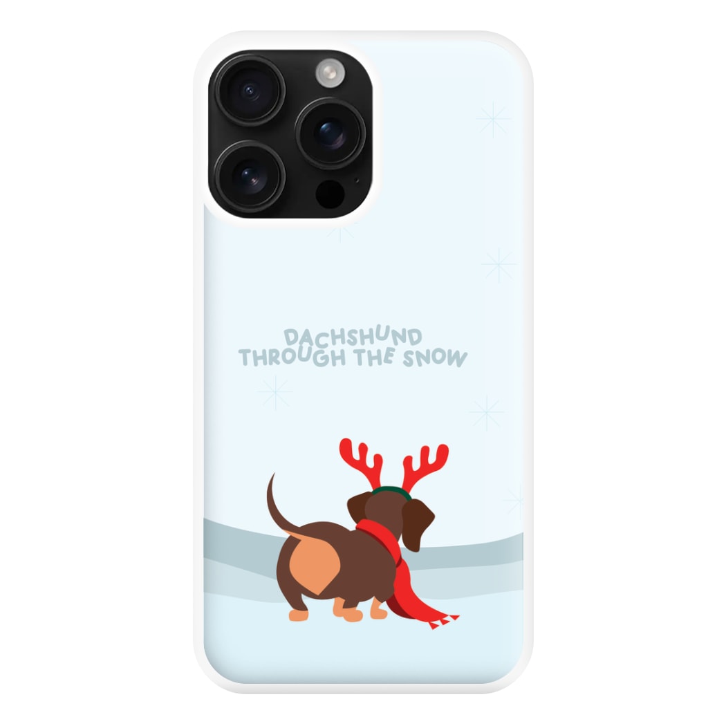 Dachshund Through The Snow - Christmas Phone Case for iPhone 16 Pro Max