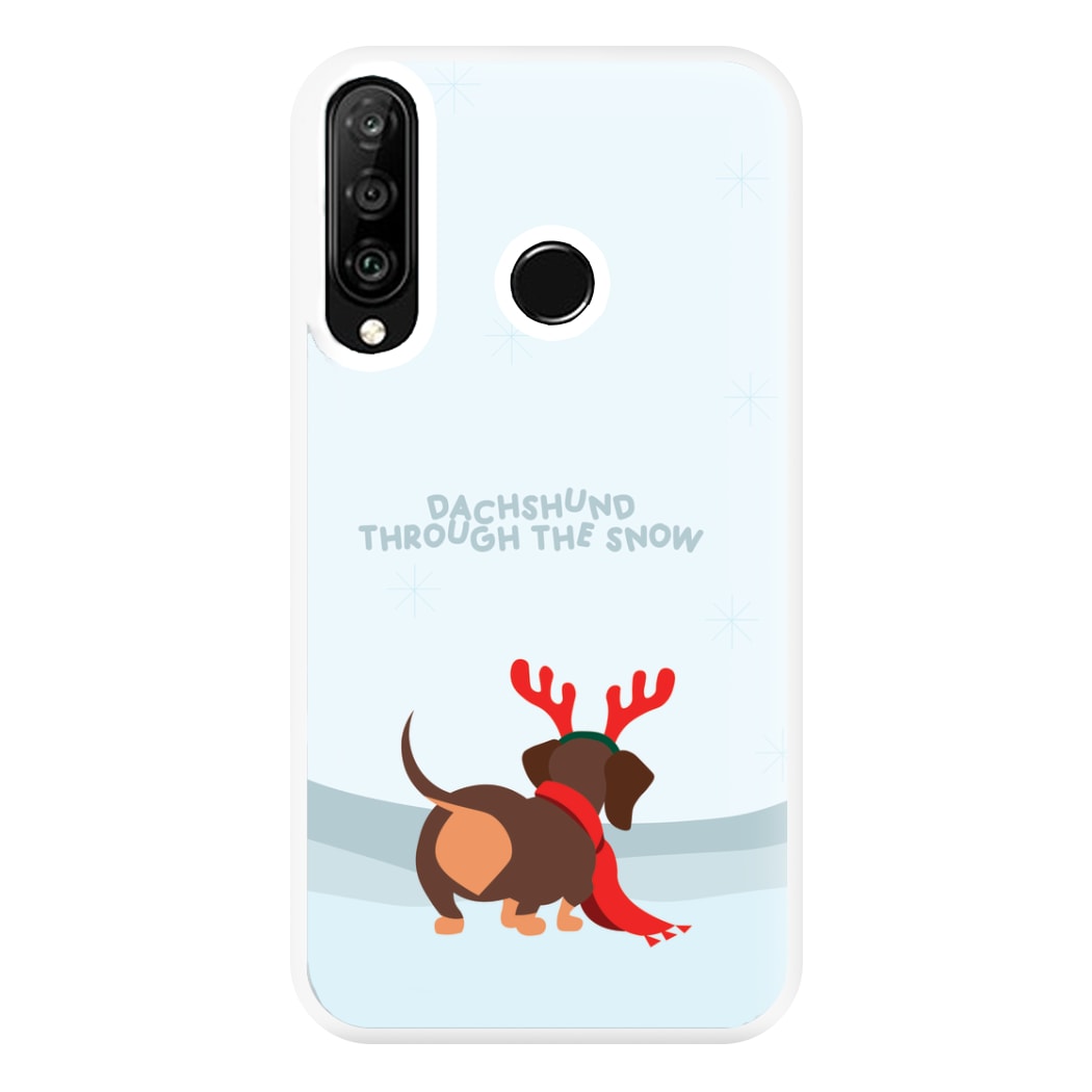 Dachshund Through The Snow - Christmas Phone Case for Huawei P30 Lite