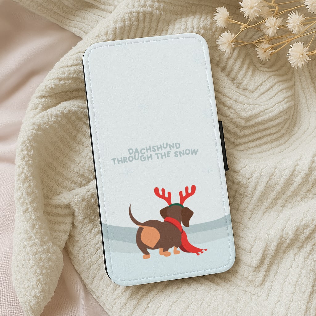 Dachshund Through The Snow - Christmas Wallet Phone Case