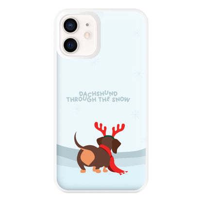 Dachshund Through The Snow - Christmas Phone Case for iPhone 12 Mini