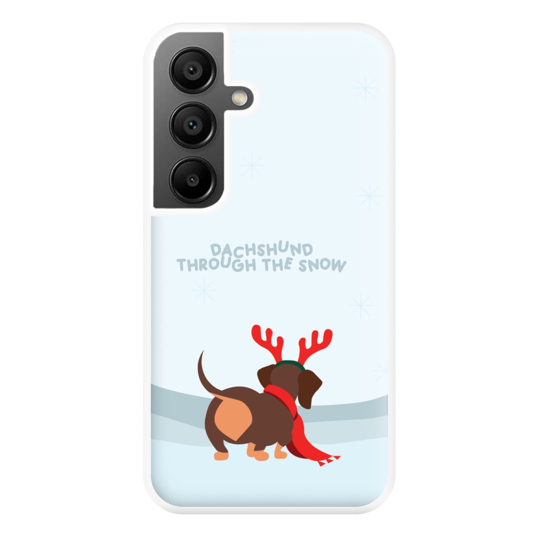 Dachshund Through The Snow - Christmas Phone Case for Galaxy A55