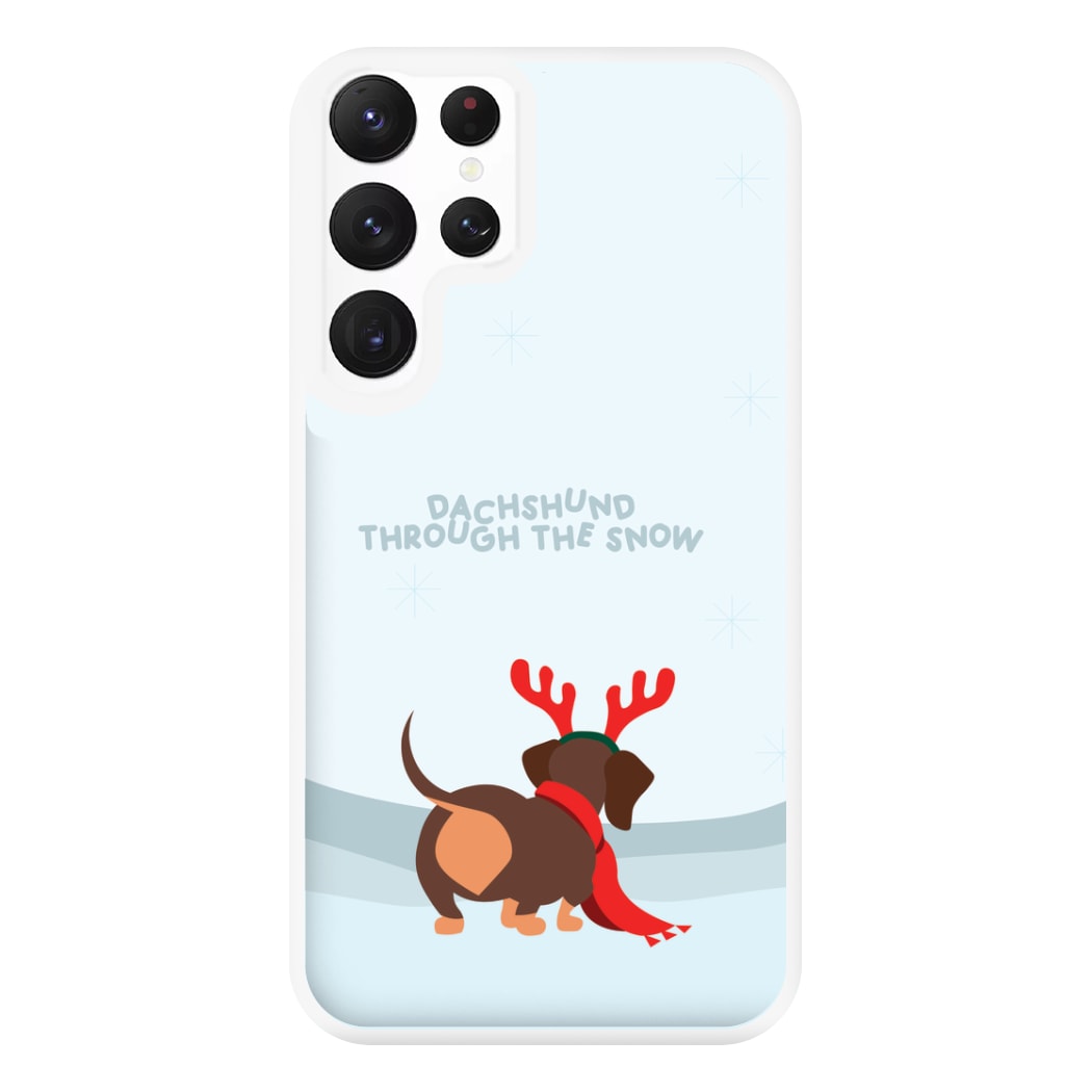 Dachshund Through The Snow - Christmas Phone Case for Galaxy S22 Ultra