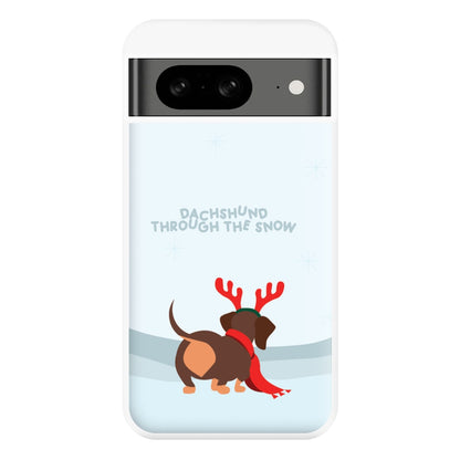 Dachshund Through The Snow - Christmas Phone Case for Google Pixel 8