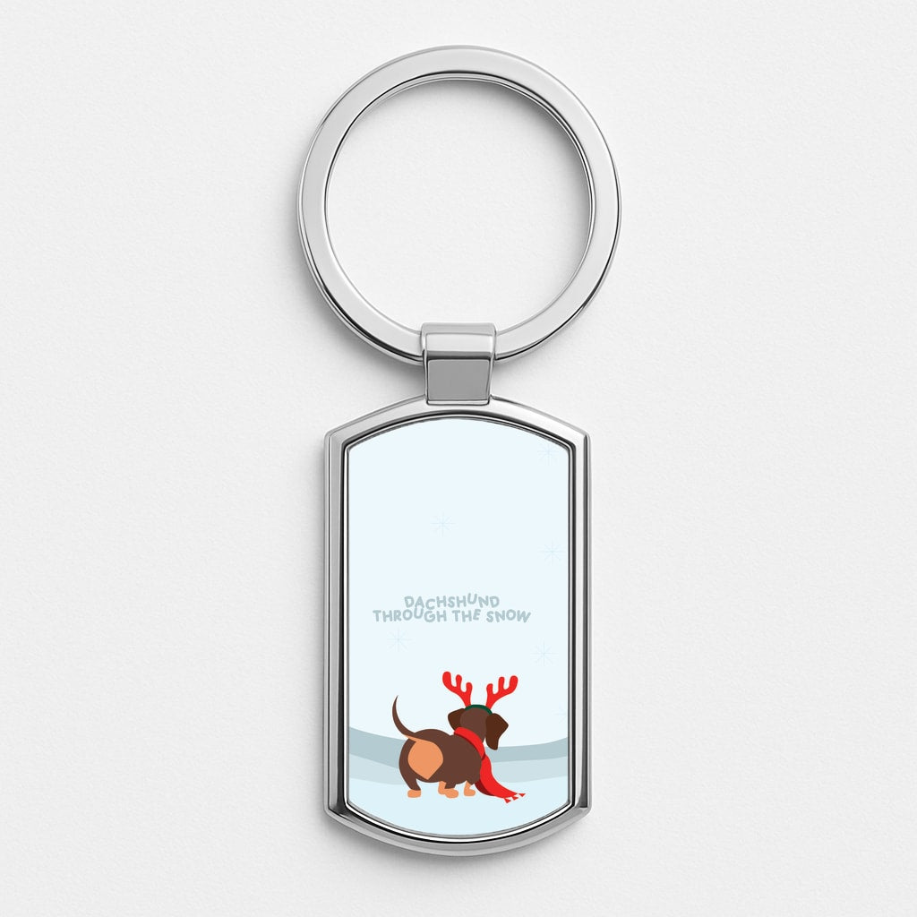 Dachshund Through The Snow - Christmas Luxury Keyring