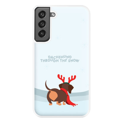 Dachshund Through The Snow - Christmas Phone Case for Galaxy S21FE