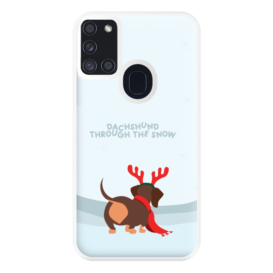 Dachshund Through The Snow - Christmas Phone Case for Galaxy A21s