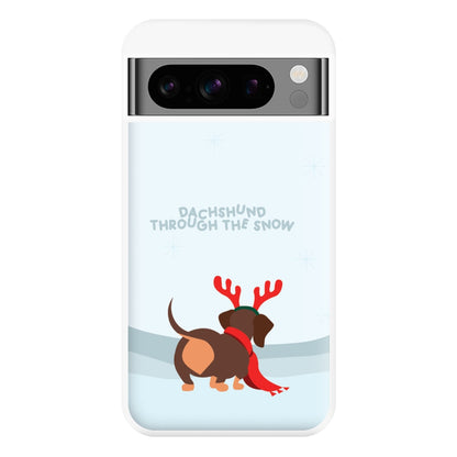 Dachshund Through The Snow - Christmas Phone Case for Google Pixel 8 Pro