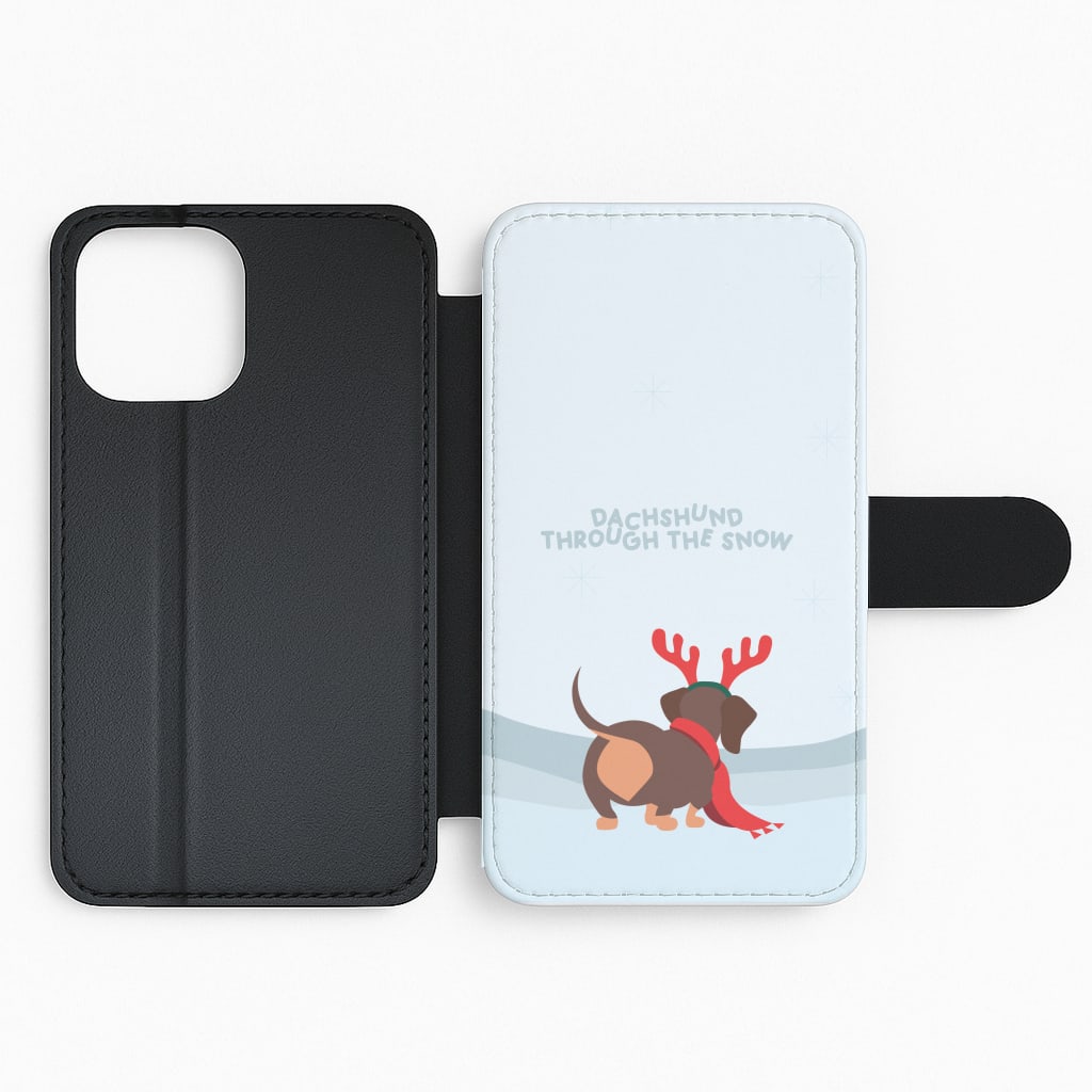 Dachshund Through The Snow - Christmas Flip Phone Case