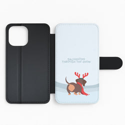 Dachshund Through The Snow - Christmas Flip Phone Case