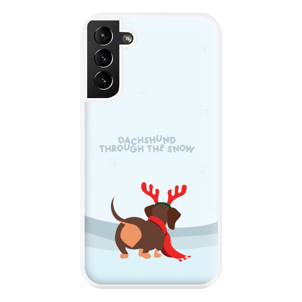 Dachshund Through The Snow - Christmas Phone Case for Galaxy S21 Plus