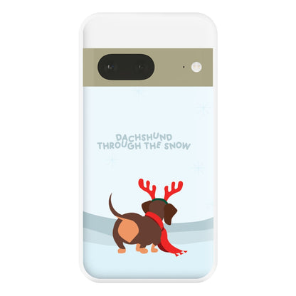 Dachshund Through The Snow - Christmas Phone Case for Google Pixel 7a