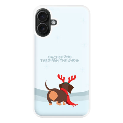 Dachshund Through The Snow - Christmas Phone Case for iPhone 16 Plus