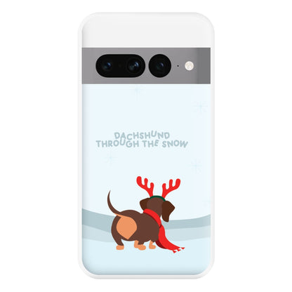 Dachshund Through The Snow - Christmas Phone Case for Google Pixel 7 Pro