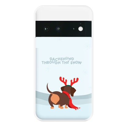 Dachshund Through The Snow - Christmas Phone Case for Google Pixel 6a