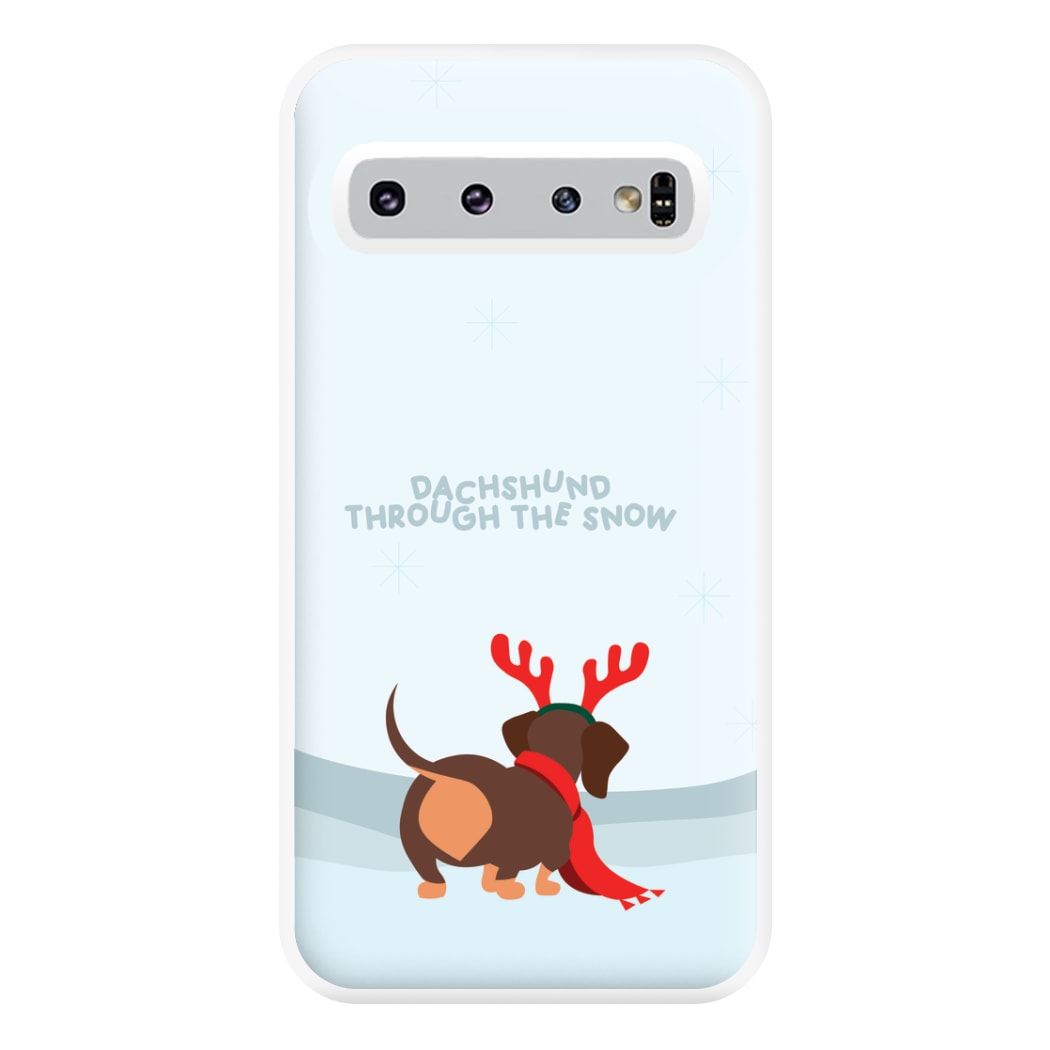 Dachshund Through The Snow - Christmas Phone Case for Galaxy S10 Plus