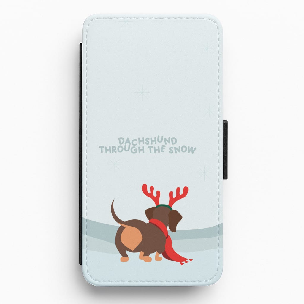 Dachshund Through The Snow - Christmas Flip / Wallet Phone Case