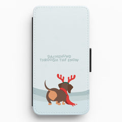 Dachshund Through The Snow - Christmas Flip / Wallet Phone Case