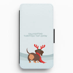Dachshund Through The Snow - Christmas Flip / Wallet Phone Case
