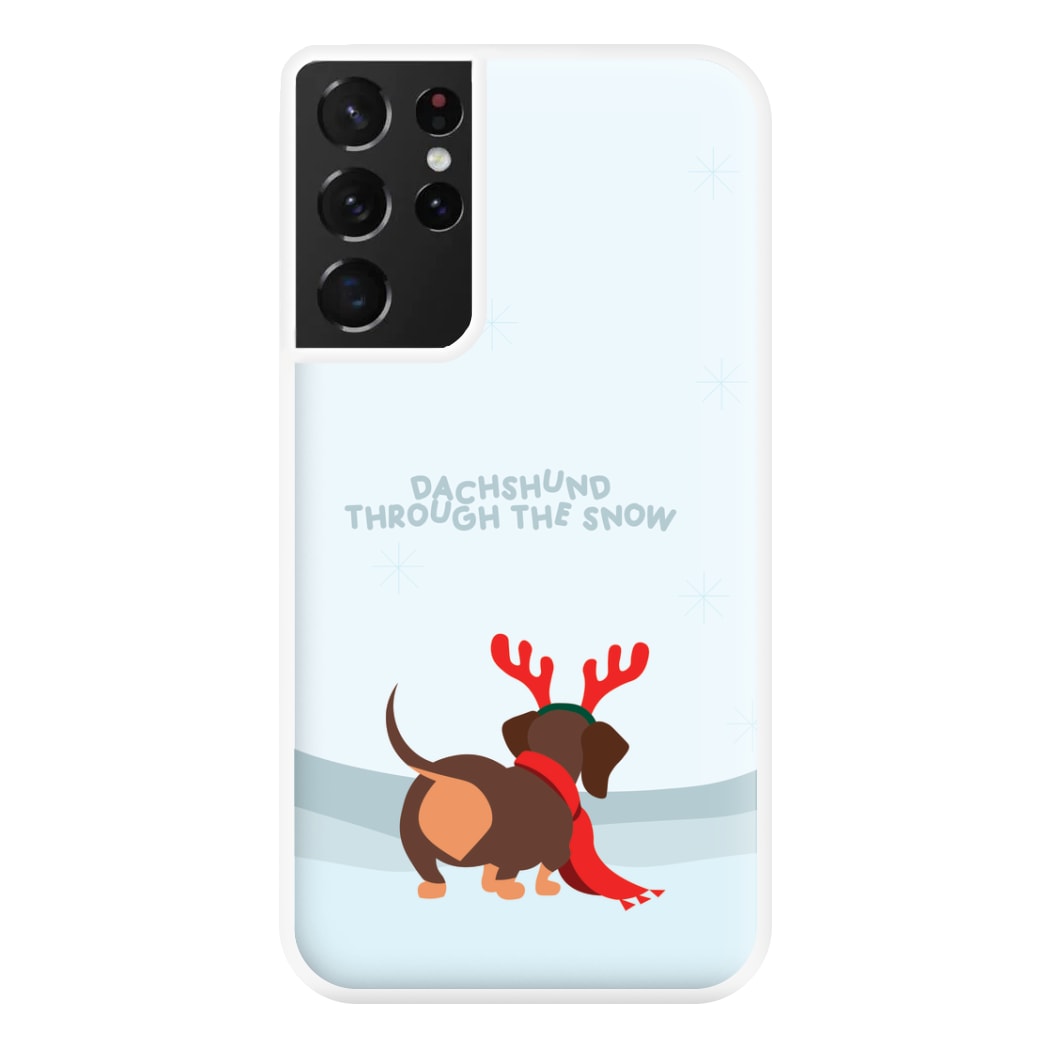 Dachshund Through The Snow - Christmas Phone Case for Galaxy S21 Ultra