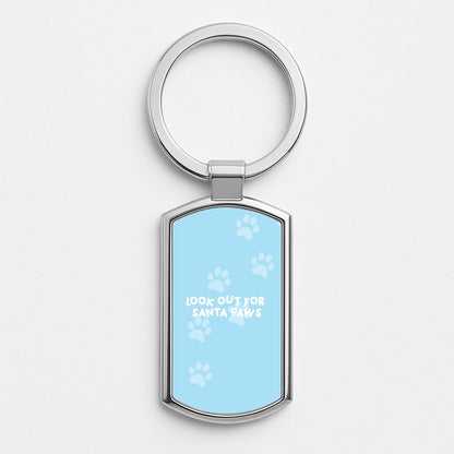 Santa Paws - Christmas Silver Keyring