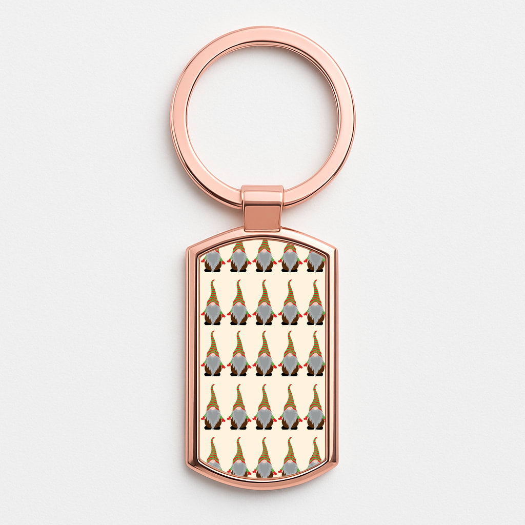 Gonk Pattern - Christmas  Rose Gold Keyring